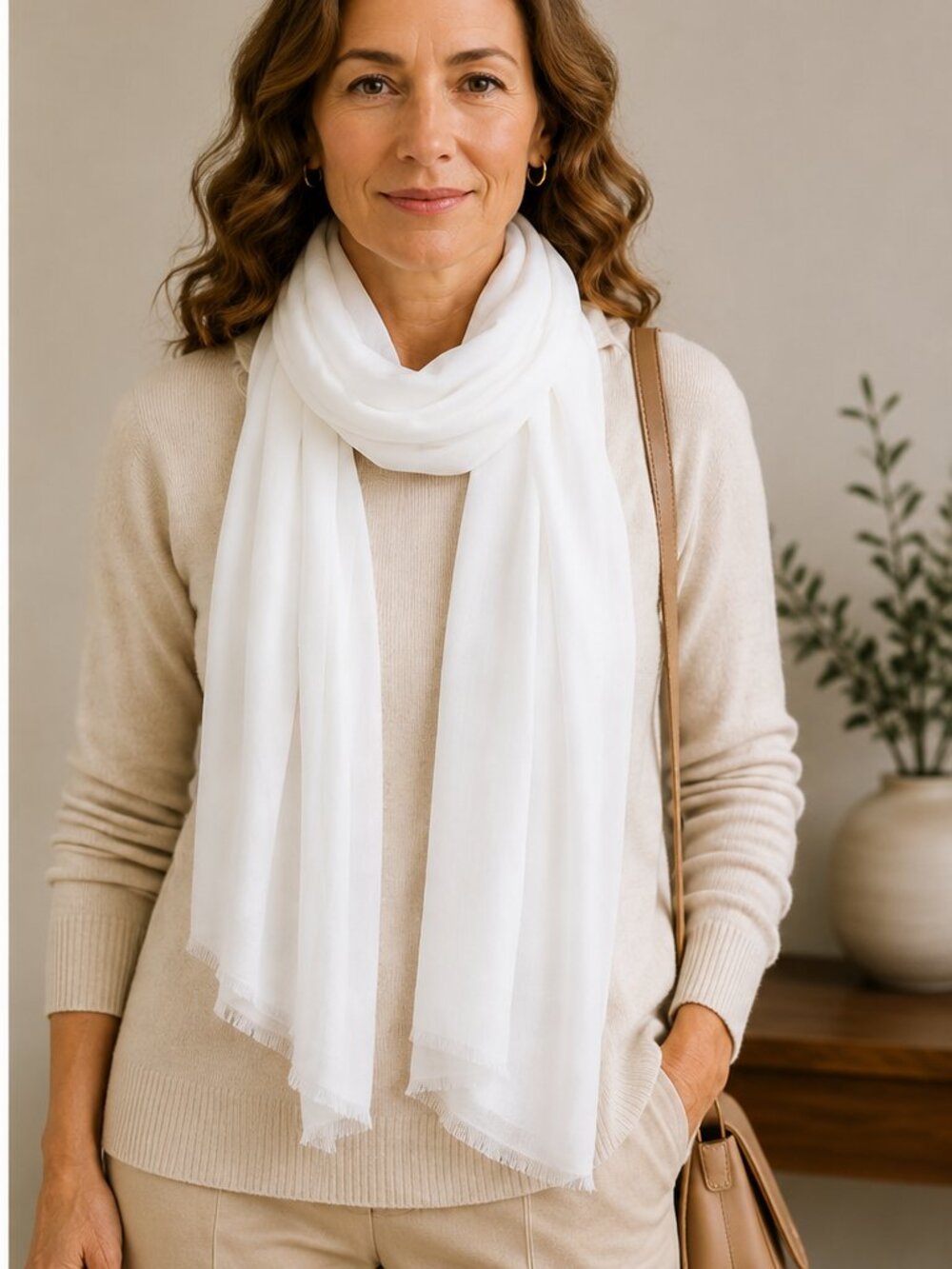 NWOT White Oversized Women's Scarf 32x81